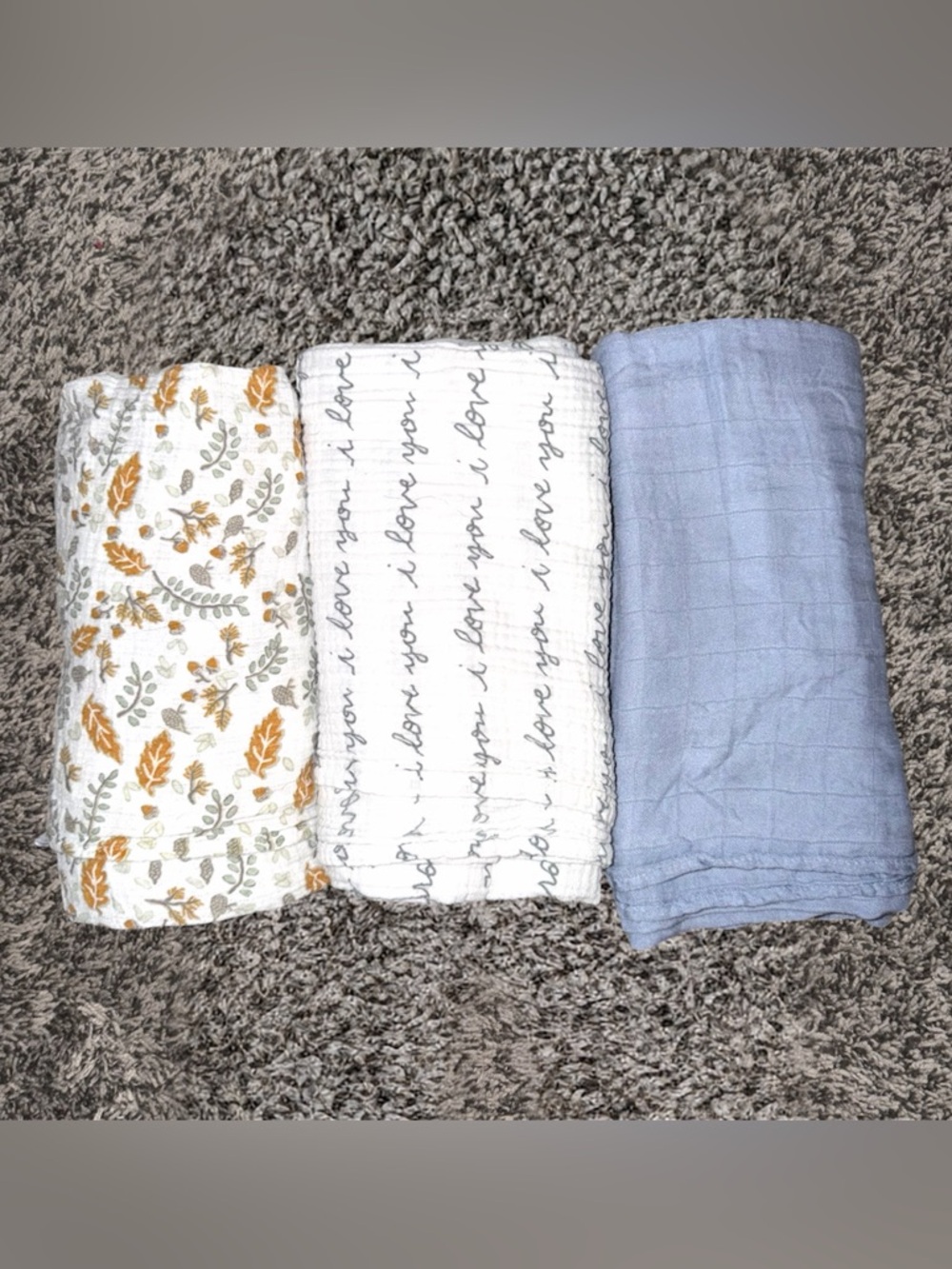 Set of 3 Muslin Swaddle Blankets